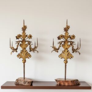 coppia candelabri dorati