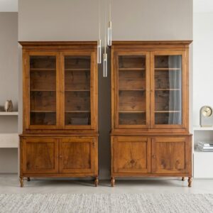 Coppia di credenze librerie in noce 1840