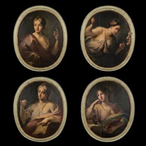 4 dipinti su tela Allegoria Arti e Mestieri Lorenzo Pasinelli 1629-1700